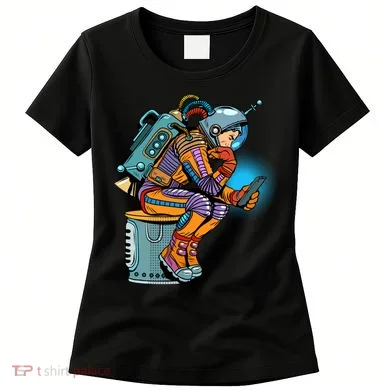 Retro Astronaut With Smartphone Women's T-Shirt