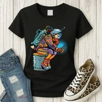 Retro Astronaut With Smartphone Women's T-Shirt thumb 3