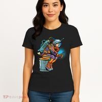 Retro Astronaut With Smartphone Women's T-Shirt thumb 4