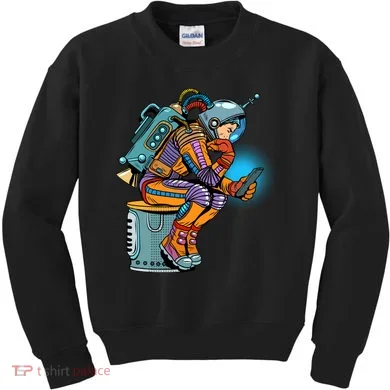 Retro Astronaut With Smartphone Kids Sweatshirt