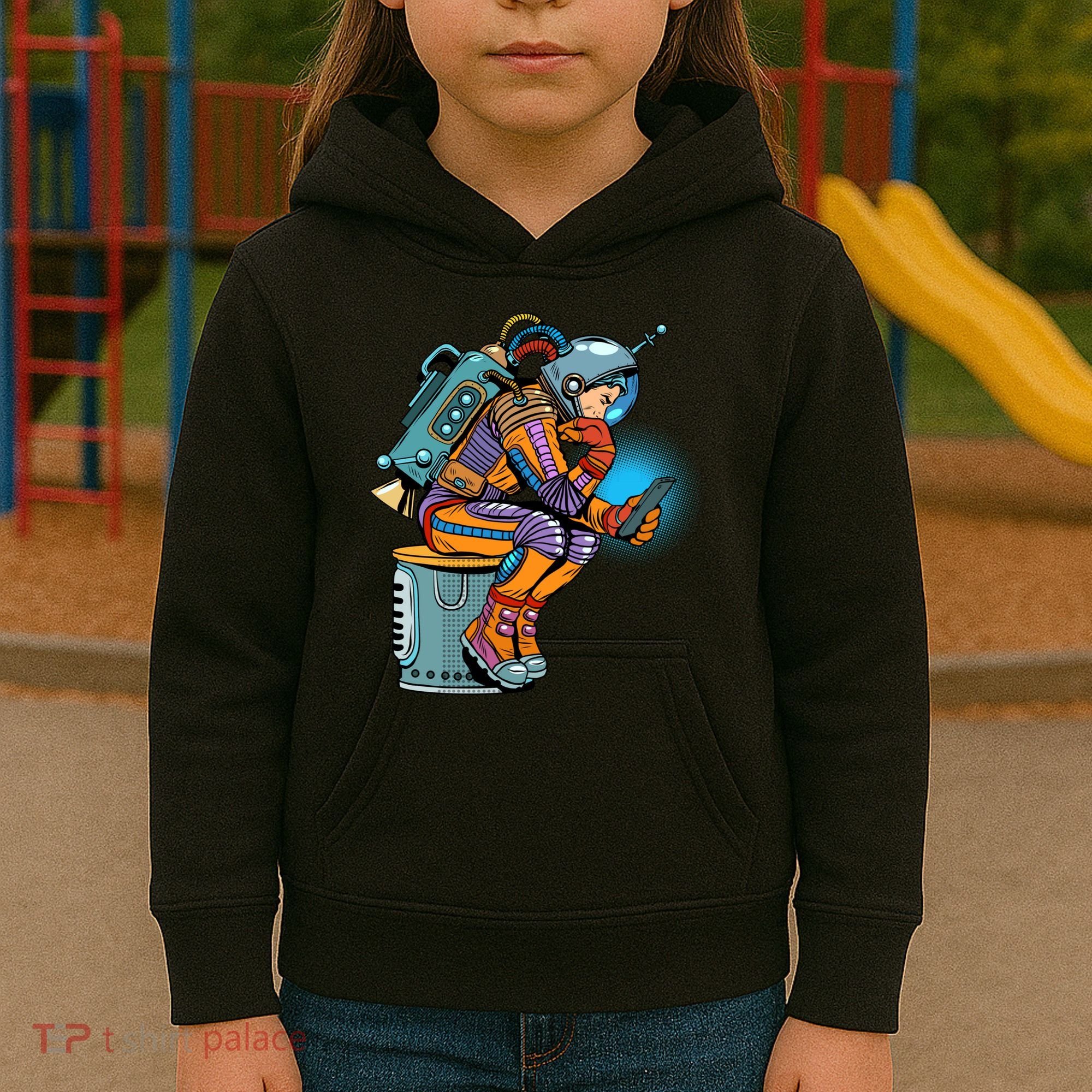 Retro Astronaut With Smartphone Kids Hoodie
