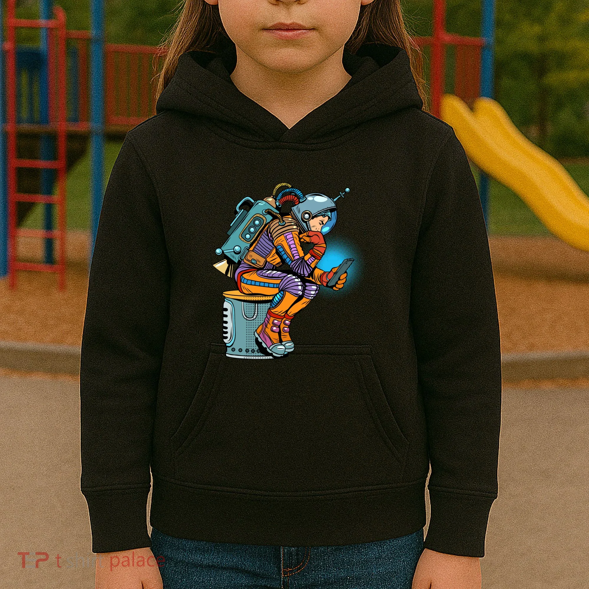 Retro Astronaut With Smartphone Kids Hoodie