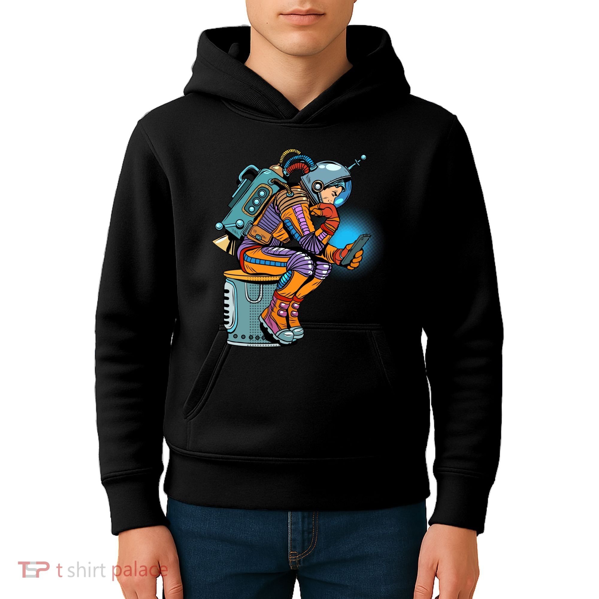 Retro Astronaut With Smartphone Kids Hoodie