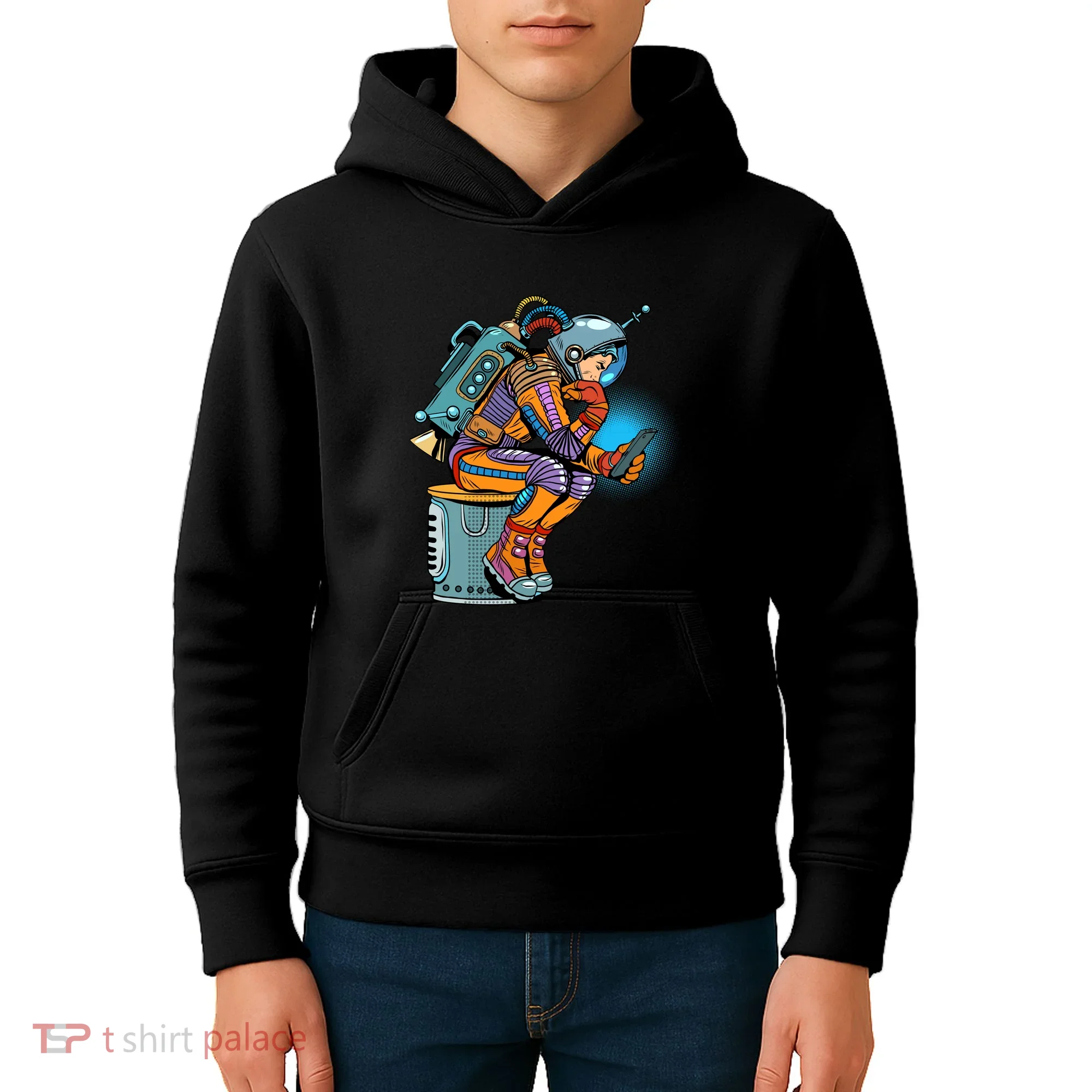 Retro Astronaut With Smartphone Kids Hoodie