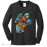 Retro Astronaut With Smartphone Kids Long Sleeve Shirt thumb 0