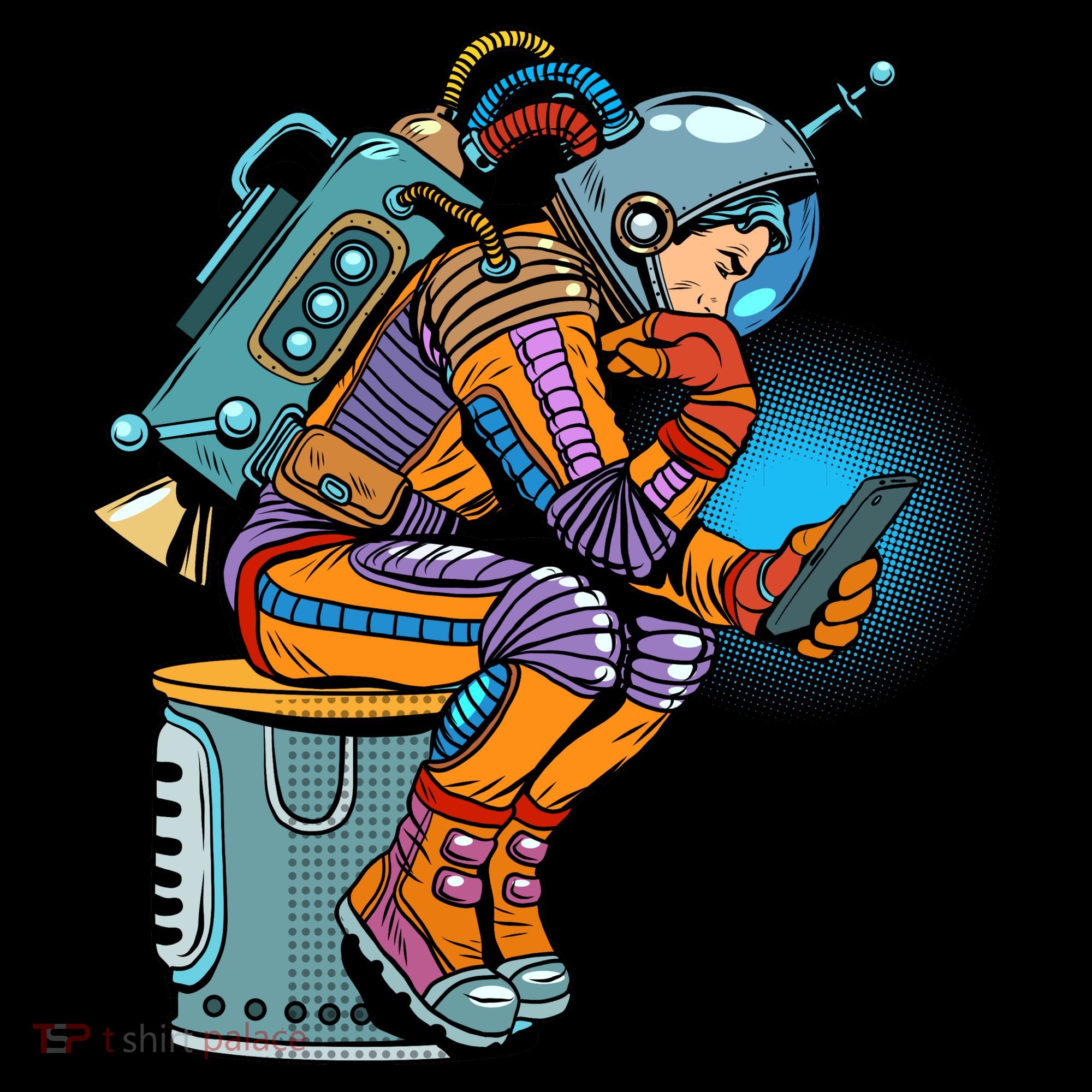 Retro Astronaut With Smartphone Kids Long Sleeve Shirt