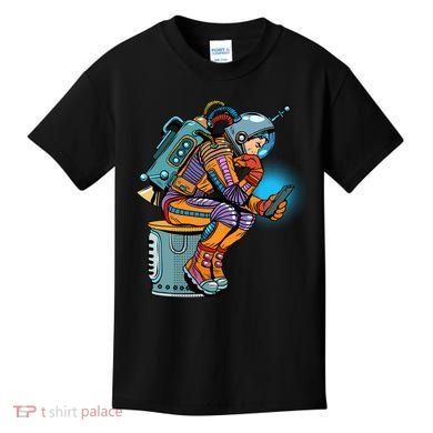 Retro Astronaut With Smartphone Kids T-Shirt