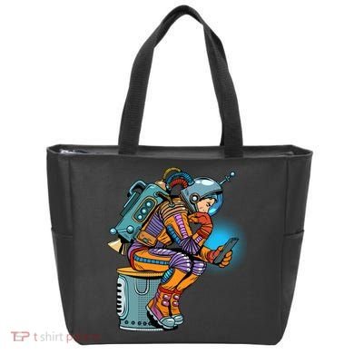 Retro Astronaut With Smartphone Tote Bag