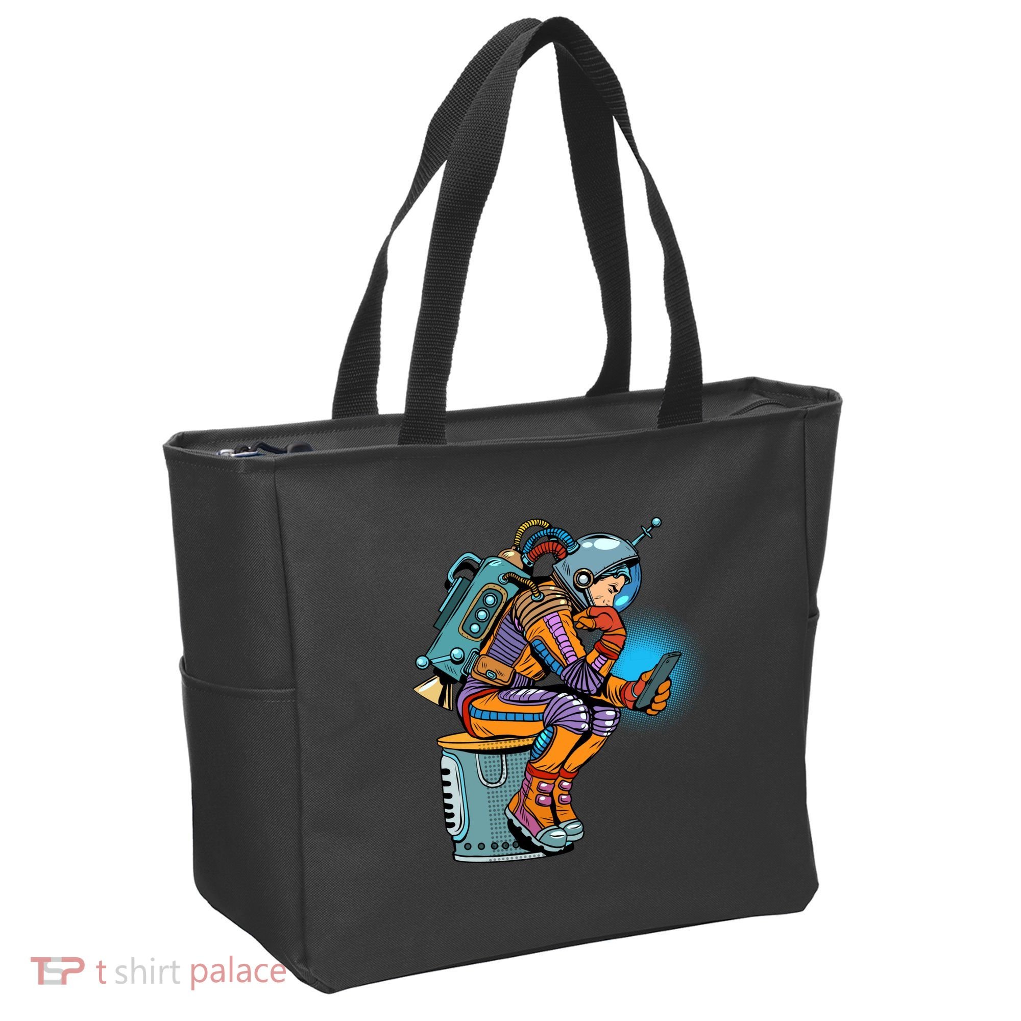 Retro Astronaut With Smartphone Tote Bag