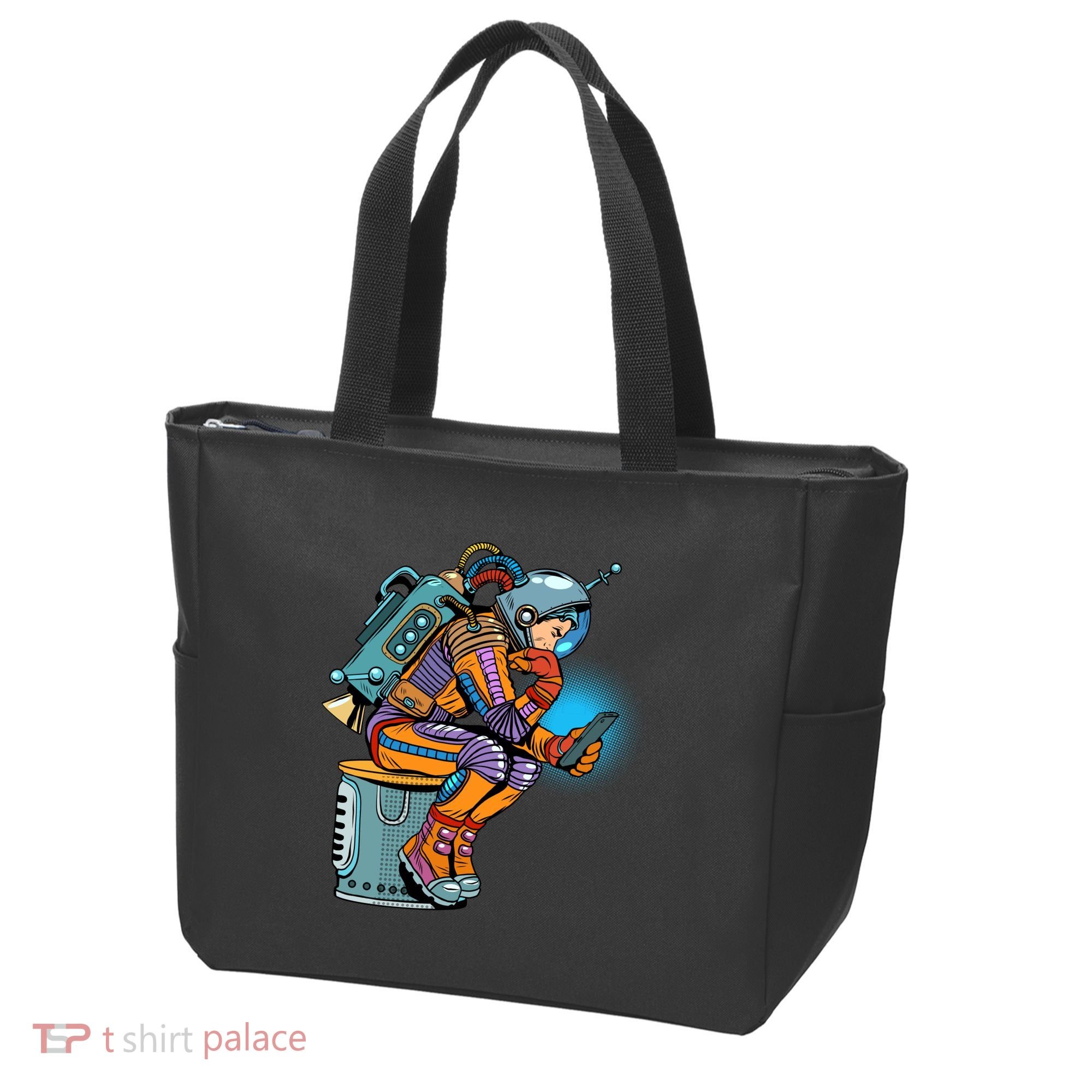 Retro Astronaut With Smartphone Tote Bag