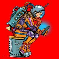Retro Astronaut With Smartphone Santa Hat thumb 1