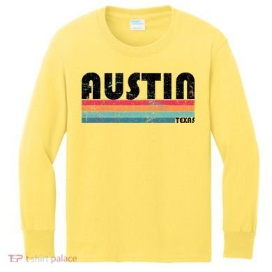 Retro Austin Texas Kids Long Sleeve Shirt