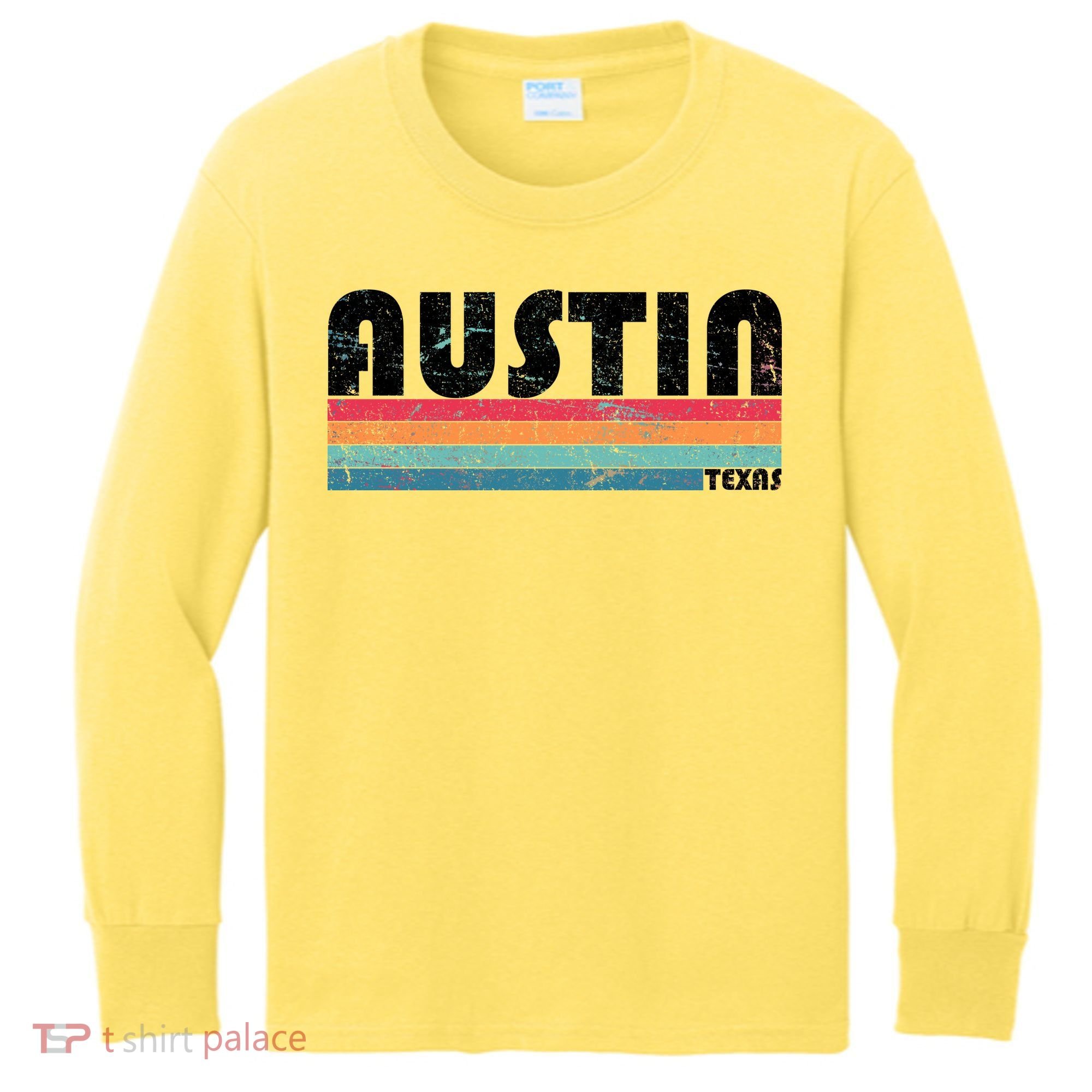 Retro Austin Texas Kids Long Sleeve Shirt