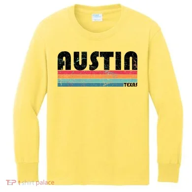 Retro Austin Texas Kids Long Sleeve Shirt