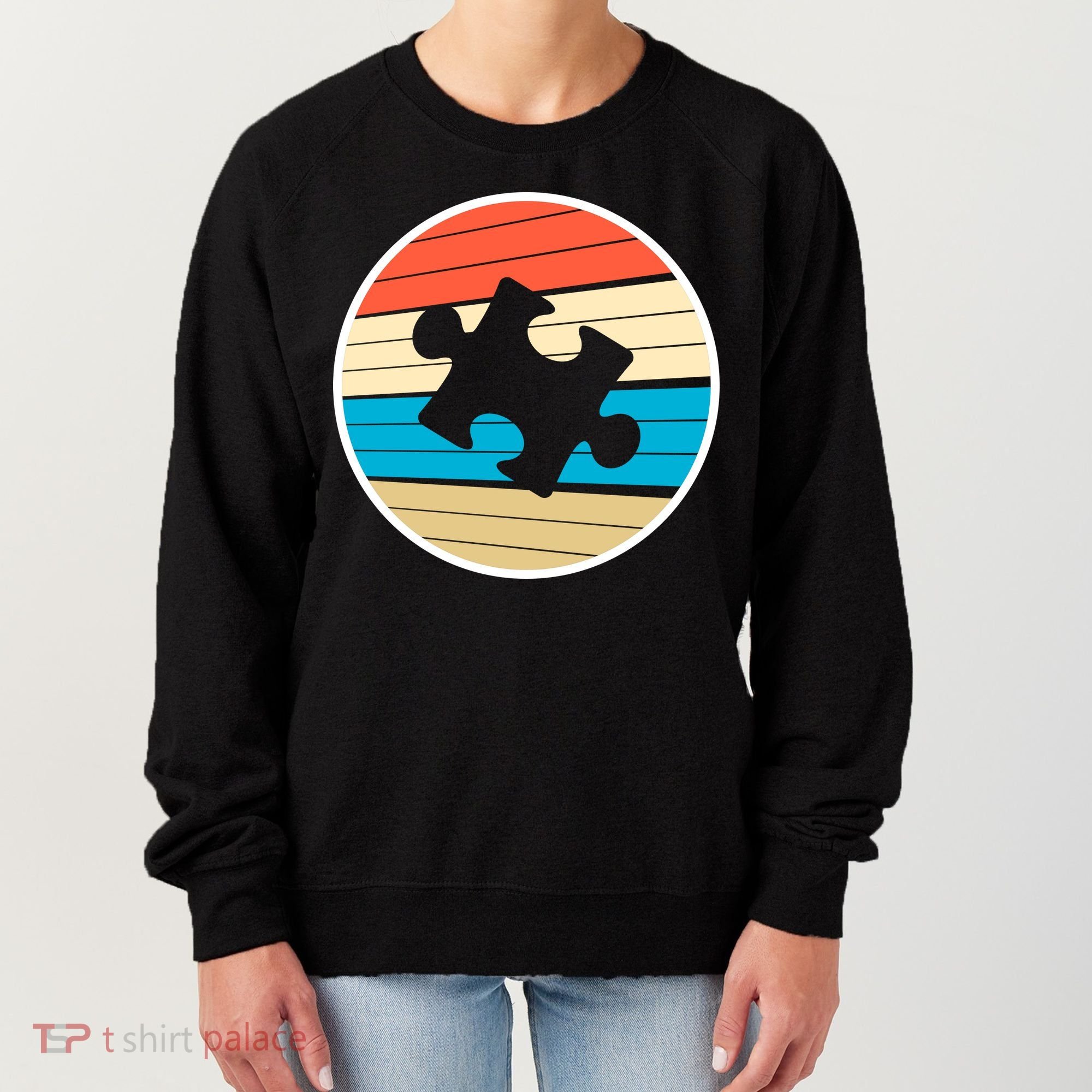 Retro Autism Awareness Puzzle Piece Women's Sweatshirt
