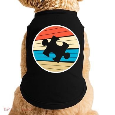 Retro Autism Awareness Puzzle Piece Doggie Tank