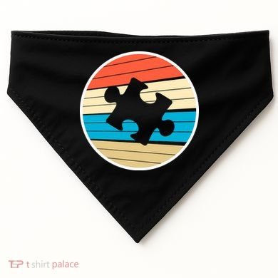 Retro Autism Awareness Puzzle Piece USA-Made Doggie Bandana