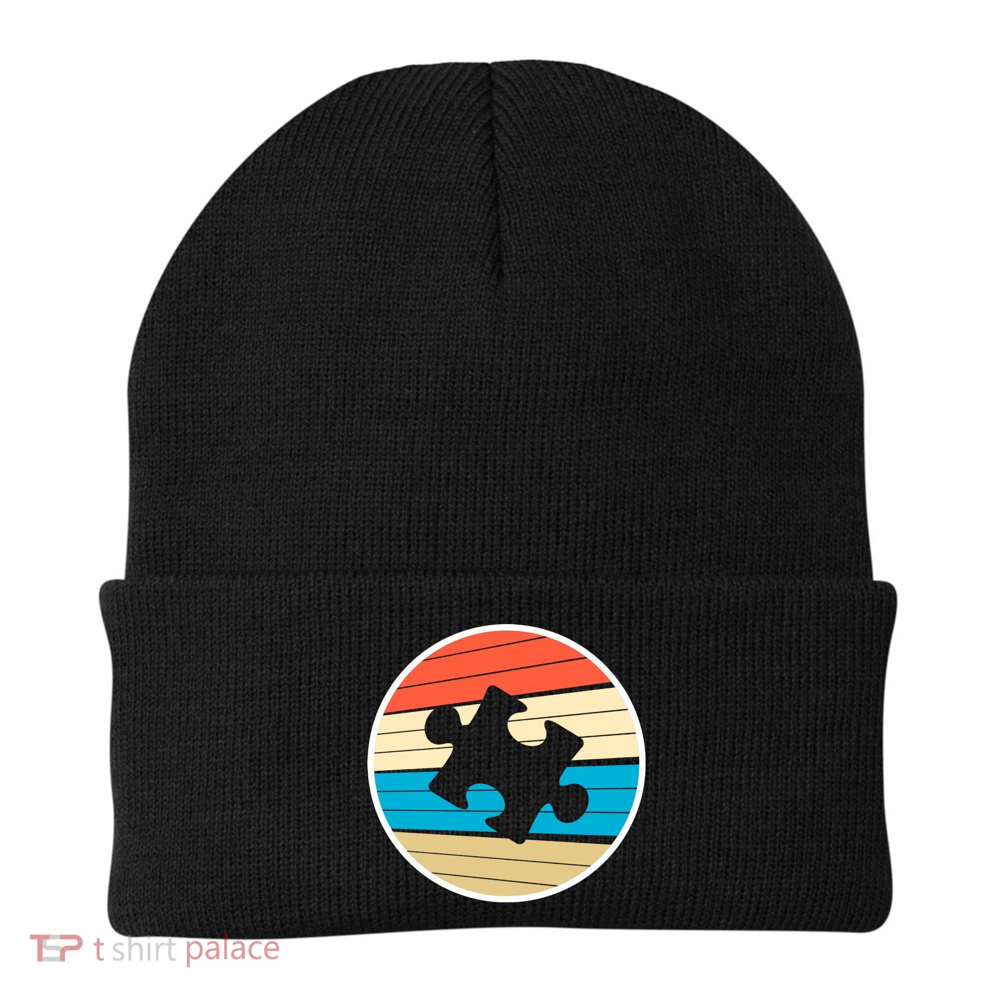 Retro Autism Awareness Puzzle Piece Beanie