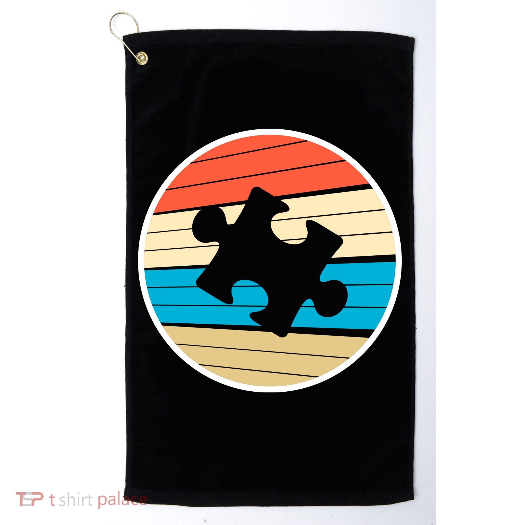 Retro Autism Awareness Puzzle Piece Golf Towel