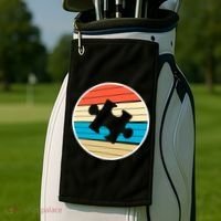 Retro Autism Awareness Puzzle Piece Golf Towel thumb 2