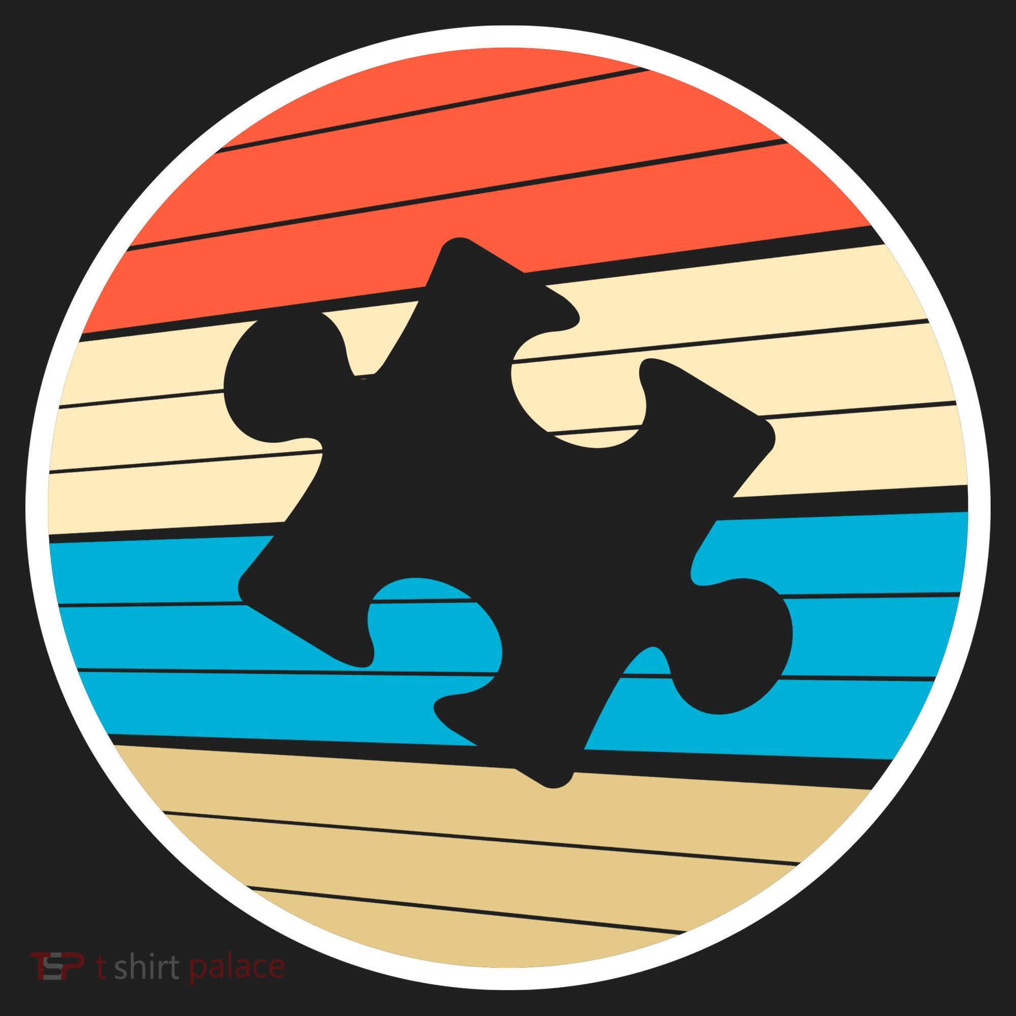 Retro Autism Awareness Puzzle Piece Golf Towel