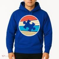 Retro Autism Awareness Puzzle Piece Hoodie thumb 2