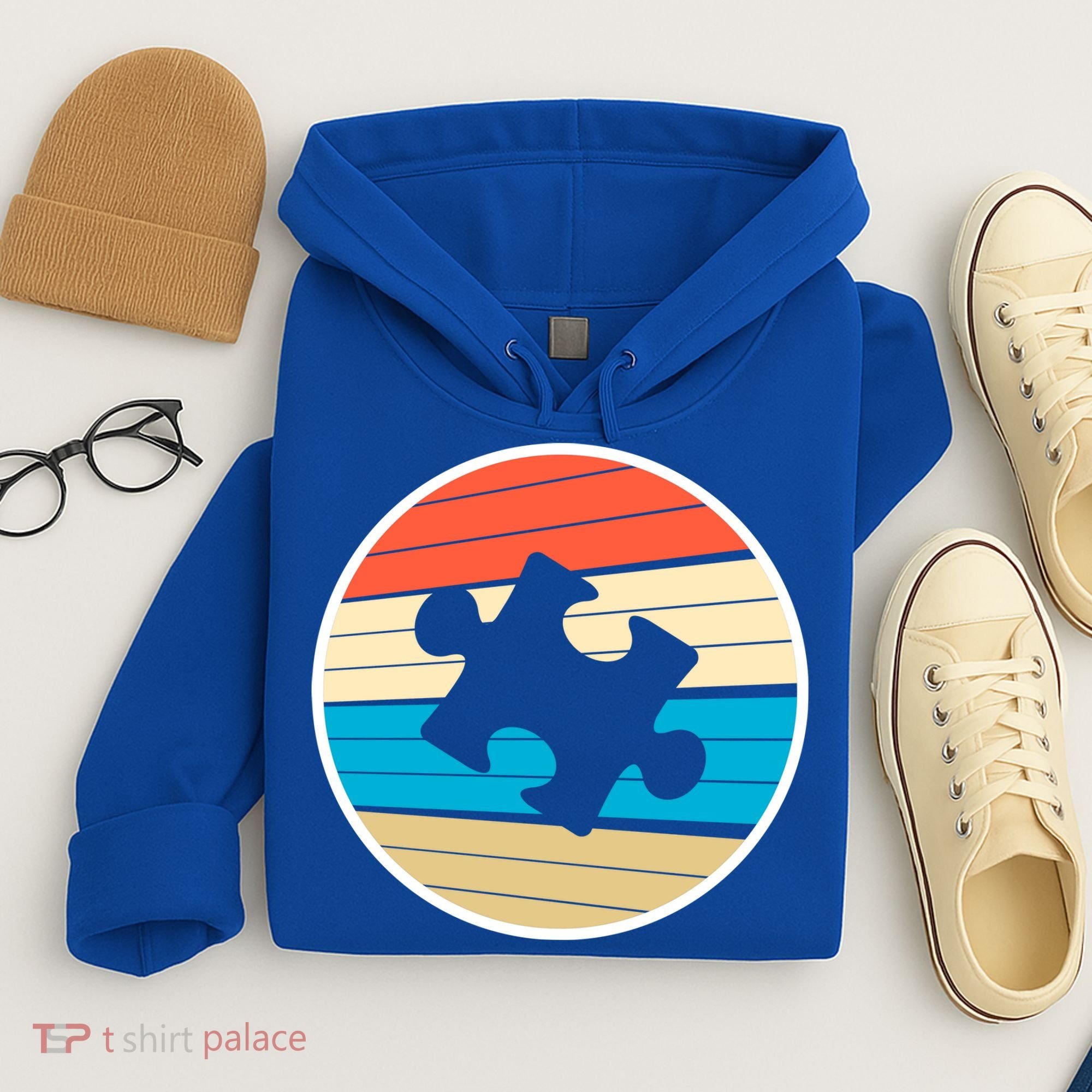 Retro Autism Awareness Puzzle Piece Hoodie