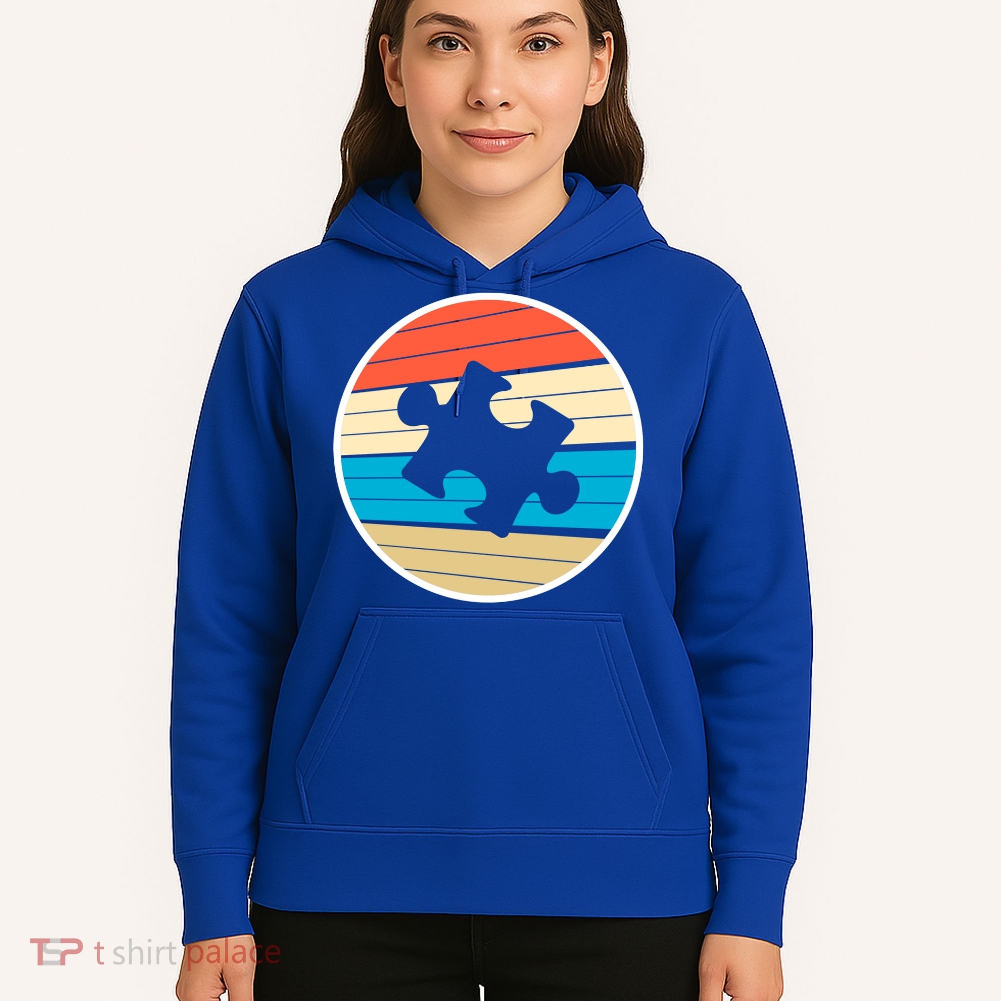 Retro Autism Awareness Puzzle Piece Hoodie
