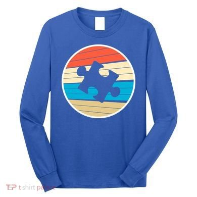 Retro Autism Awareness Puzzle Piece Long Sleeve Shirt