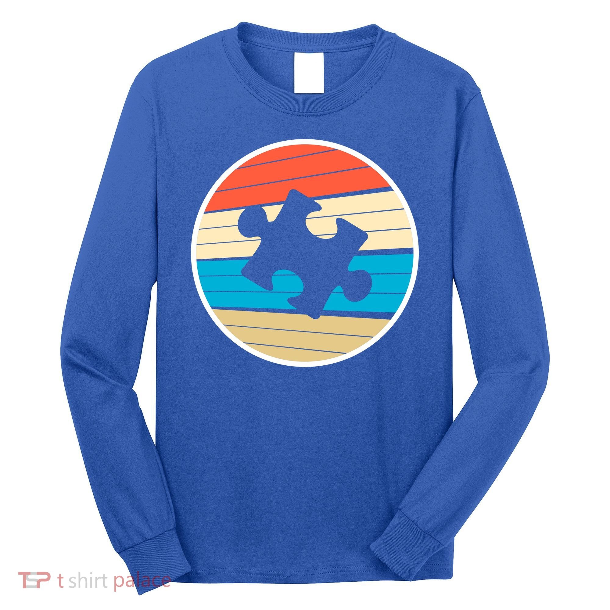 Retro Autism Awareness Puzzle Piece Long Sleeve Shirt