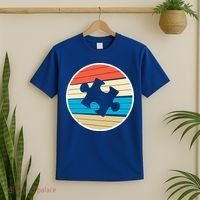 Retro Autism Awareness Puzzle Piece T-Shirt thumb 2