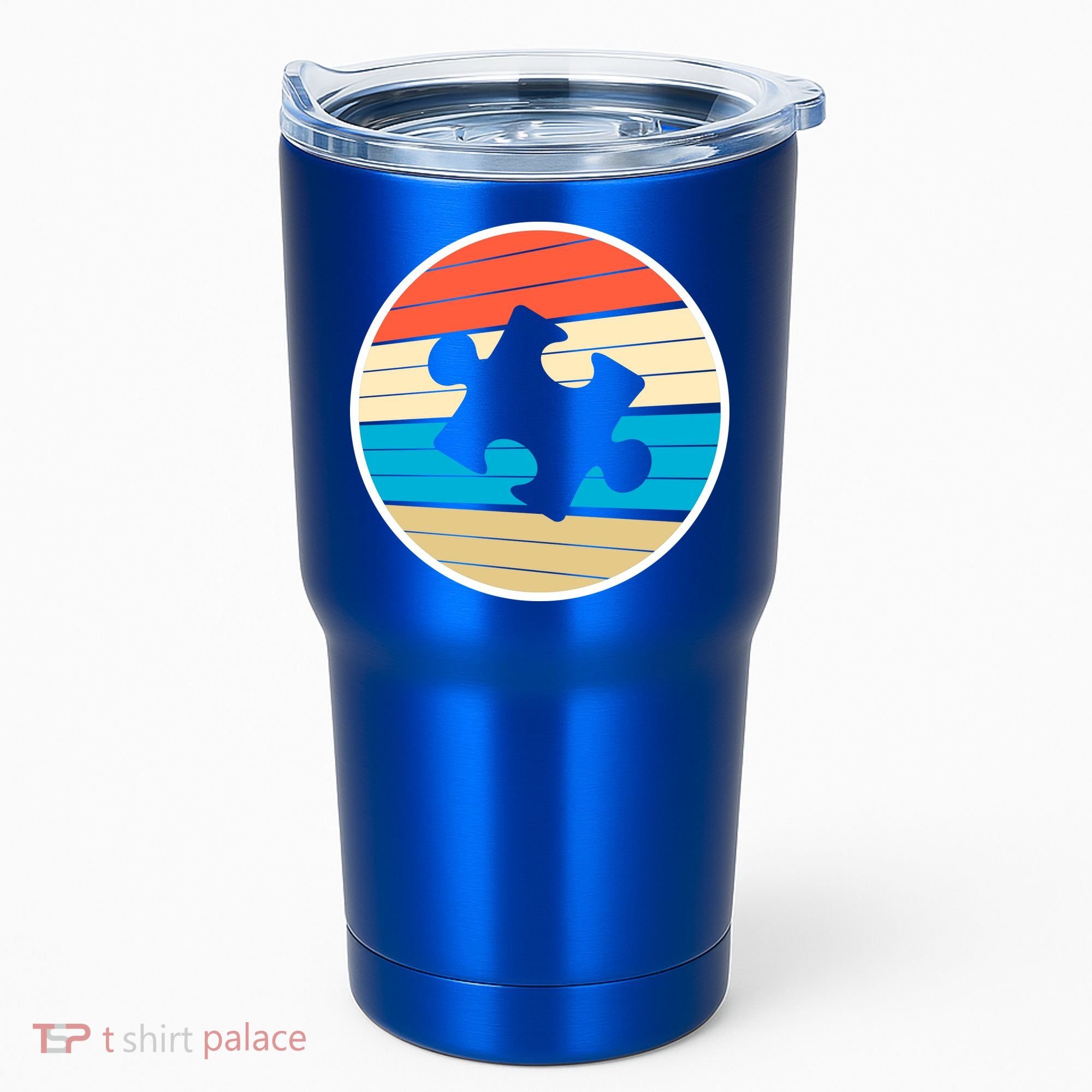 Retro Autism Awareness Puzzle Piece Tumbler