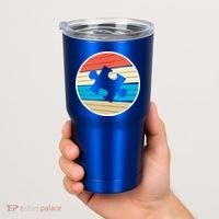 Retro Autism Awareness Puzzle Piece Tumbler thumb 2