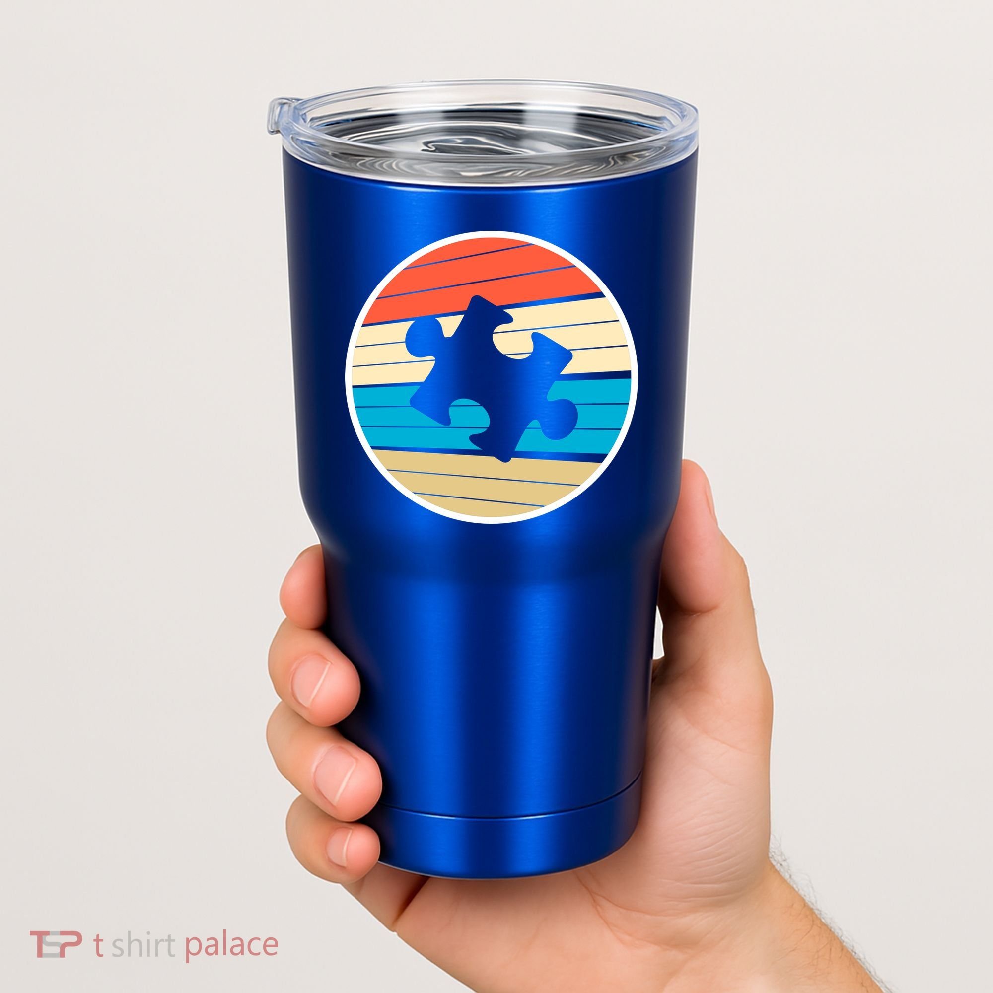 Retro Autism Awareness Puzzle Piece Tumbler