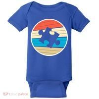 Retro Autism Awareness Puzzle Piece Baby Bodysuit thumb 0
