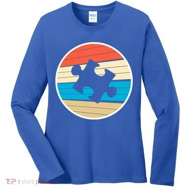 Retro Autism Awareness Puzzle Piece Women's Long Sleeve Shirt