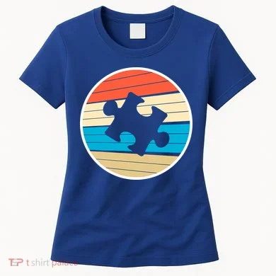 Retro Autism Awareness Puzzle Piece Women's T-Shirt