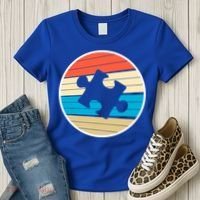 Retro Autism Awareness Puzzle Piece Women's T-Shirt thumb 3