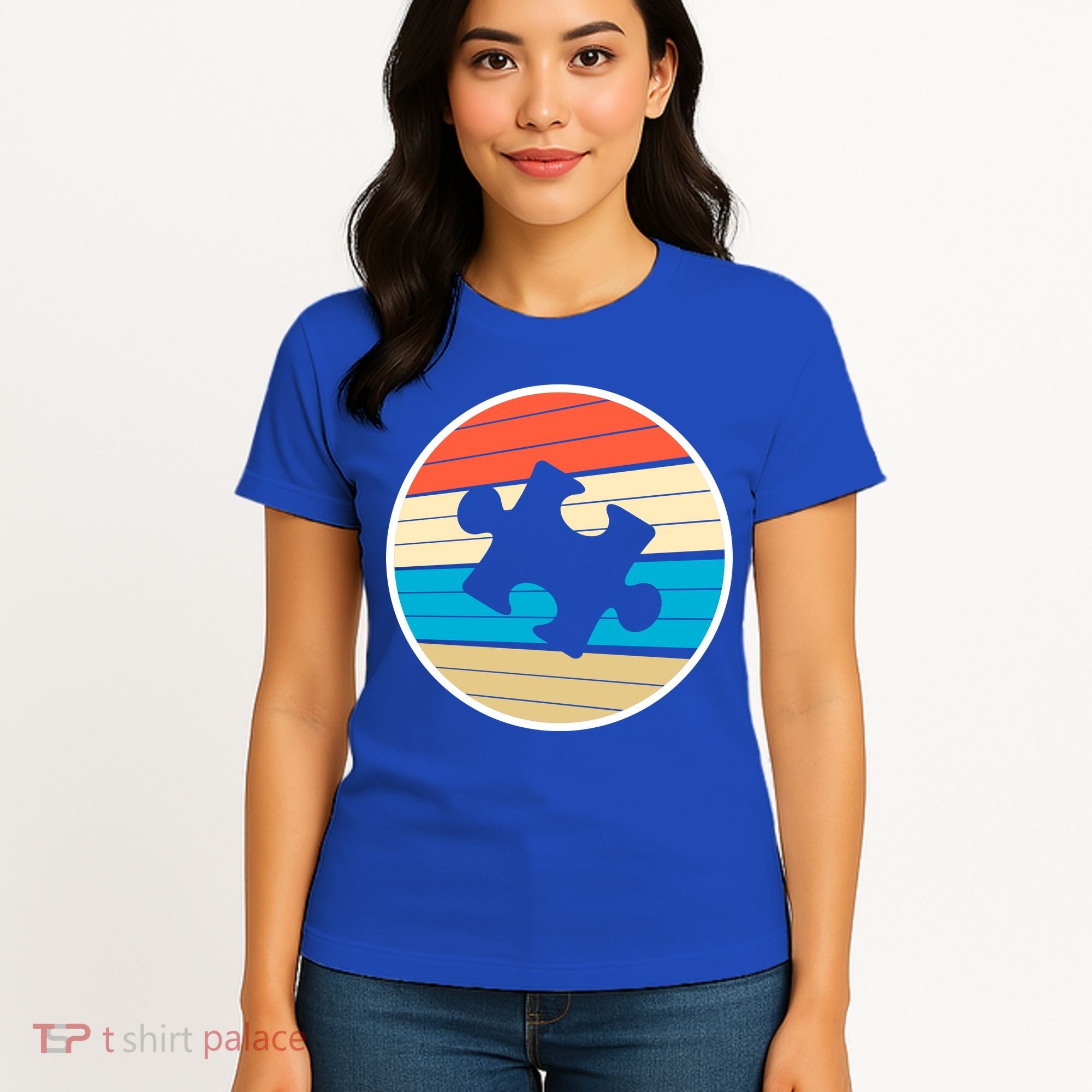 Retro Autism Awareness Puzzle Piece Women's T-Shirt