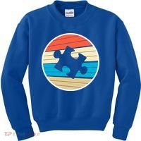 Retro Autism Awareness Puzzle Piece Kids Sweatshirt thumb 0