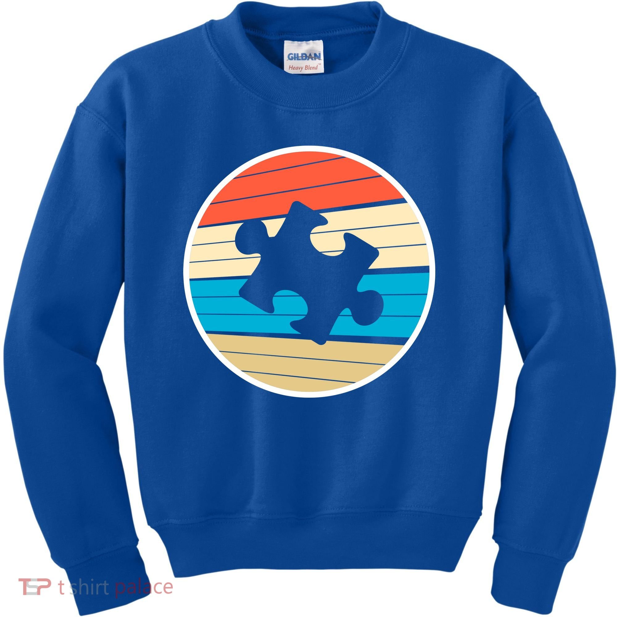 Retro Autism Awareness Puzzle Piece Kids Sweatshirt