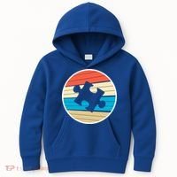 Retro Autism Awareness Puzzle Piece Kids Hoodie thumb 0