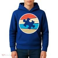 Retro Autism Awareness Puzzle Piece Kids Hoodie thumb 4