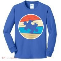 Retro Autism Awareness Puzzle Piece Kids Long Sleeve Shirt thumb 0