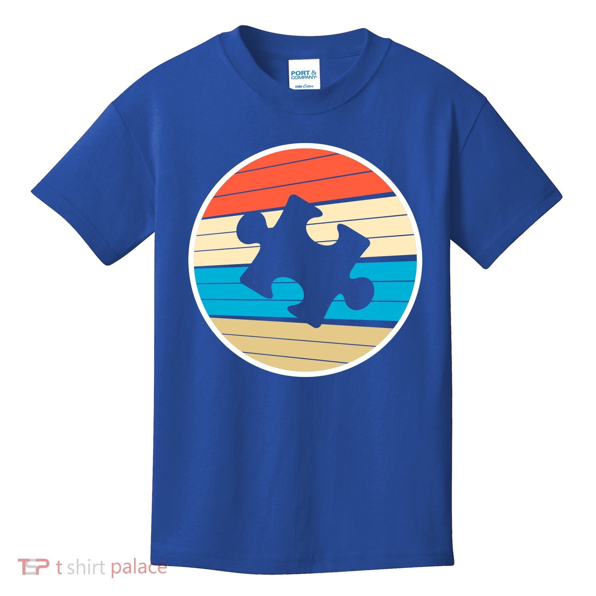 Retro Autism Awareness Puzzle Piece Kids T-Shirt