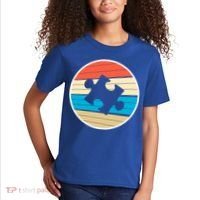 Retro Autism Awareness Puzzle Piece Kids T-Shirt thumb 2