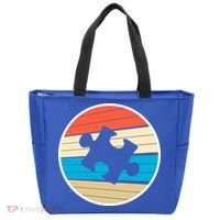 Retro Autism Awareness Puzzle Piece Tote Bag thumb 0