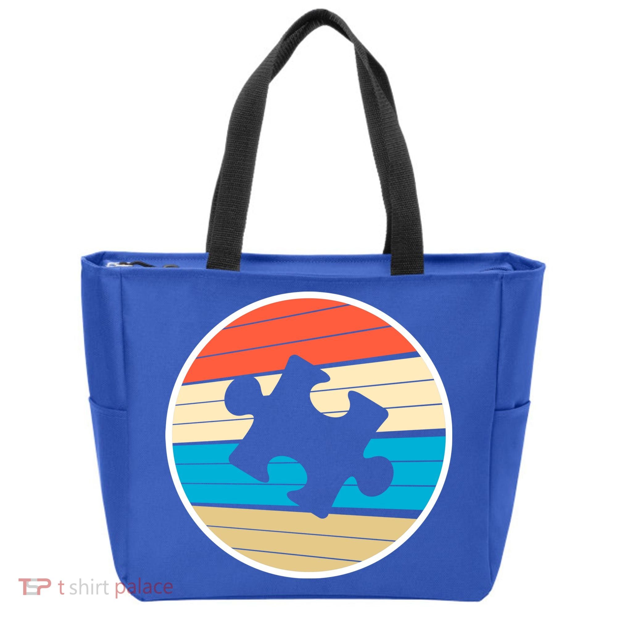 Retro Autism Awareness Puzzle Piece Tote Bag