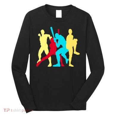 Retro Baseball Poses Long Sleeve Shirt