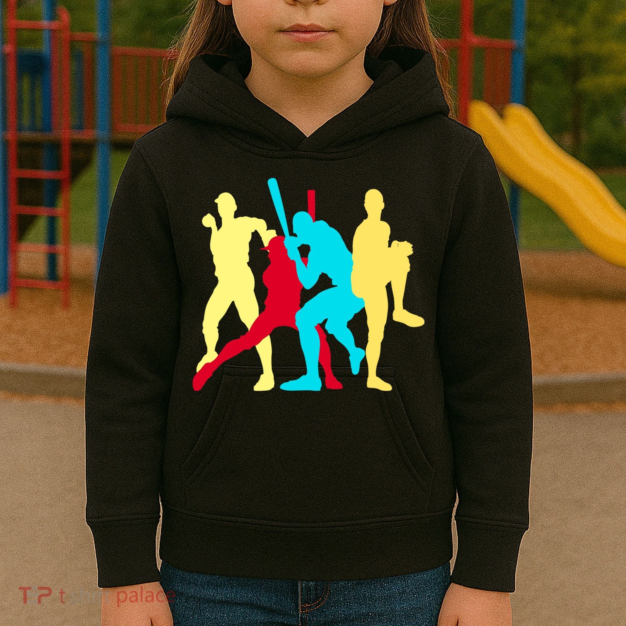 Retro Baseball Poses Kids Hoodie